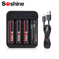 Soshine 1.5V AA 3300mwh Lithium Rechargeable Battery with Charger 1.5V 2A Lithium Li-ion Battery for Toys Remote Control Camera