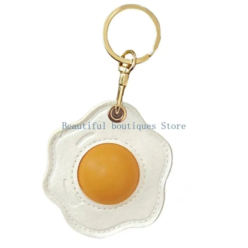 U4LF Adorable Simulated Fried Eggs PU Leather Ring With Practical Function