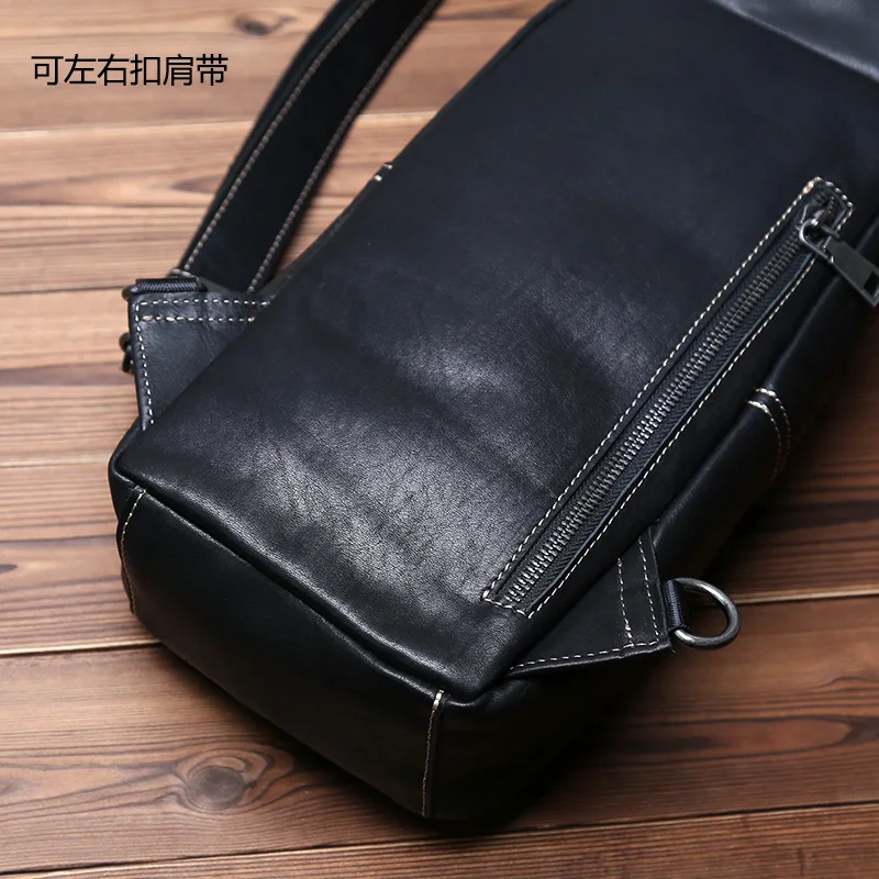 Neue Echtes Leder männer Brust Tasche Handgemachte Top Schicht Rindsleder Umhängetasche Große Kapazität Schulter Tasche Trendy männer tasche NZPJ – Detail 12