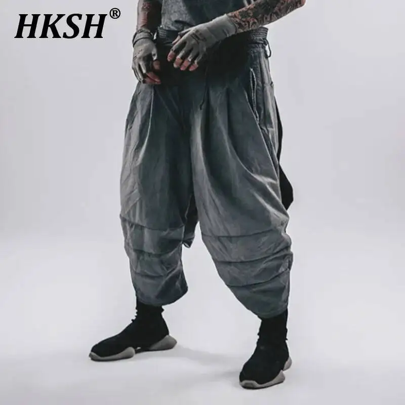 HKSH Summer New Men's Tide Original Design Waste Land Retro Chic Loose Samurai Capris Pants Breathable Casual Shorts Ins HK5864