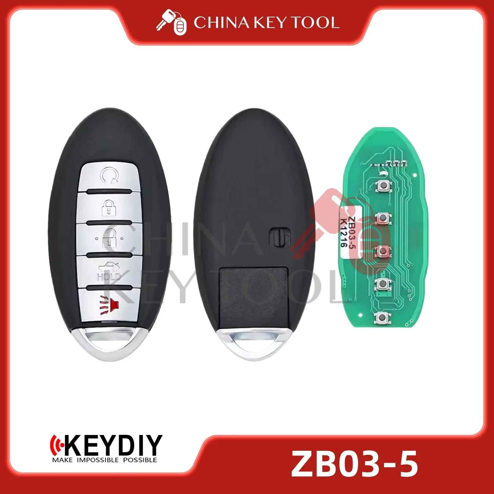 

Универсальный смарт-ключ KEYDIY KD ZB03-5 с 4+1 кнопками для Nissan