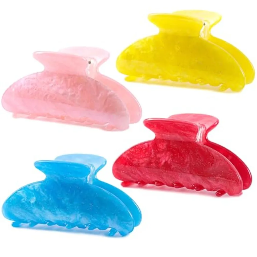4 Pack Small Medium Hair Claw Clips Acrylic Claw Clips for Women Thin Fine Thick Hair