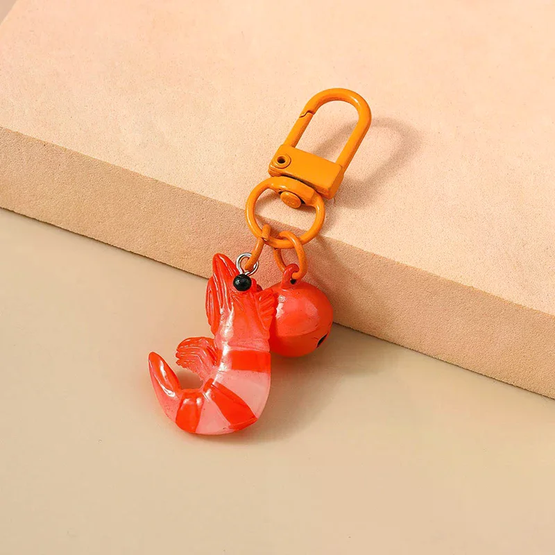 Cute Resin 3D Shrimp Keychain Simulation Food Key Ring Pendants For Women Girls Handbag Decor DIY Handmade Jewelry Gifts