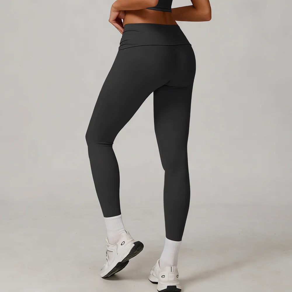Yoga Pants Women Fitness Leggings High Waist Fold Over Slimming Tights Compression Peach Hip Running Gym Athletic Wear