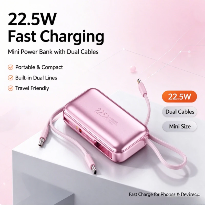 2026 New 22.5W Compact Pocket Power Bank 10000/20000mAh Portable Charger for IPhone Android Mobile Phone External Battery