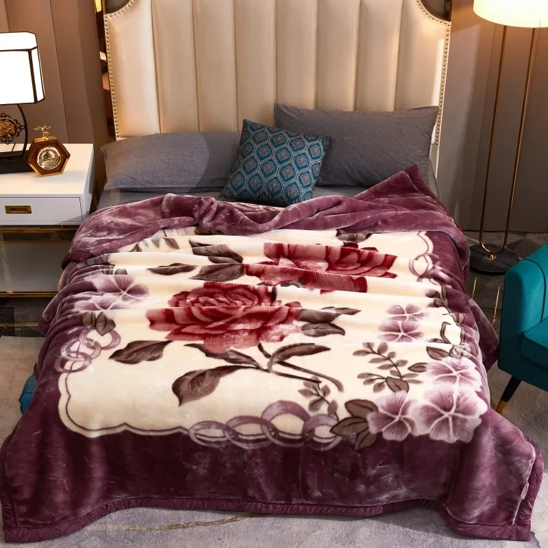 Thicken Warm Plush Bed Blanket Large Size Winter Blanket Double-layer Anti-static Bedroom Bedding Spare Room Holiday Gift Giving