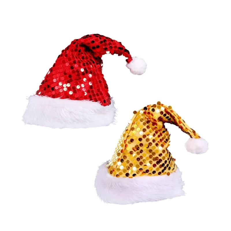 Sequined Santa Hats Thicken Headgear for Holiday Christmas New Year Symbol