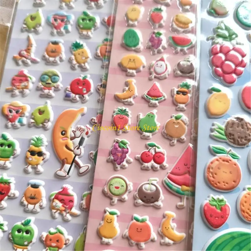 A3PC Fruit Sticker for Kid Craft Scrapbooking Journal Planner Phone Case Decoration Child Motivational Sticker for Rewarding