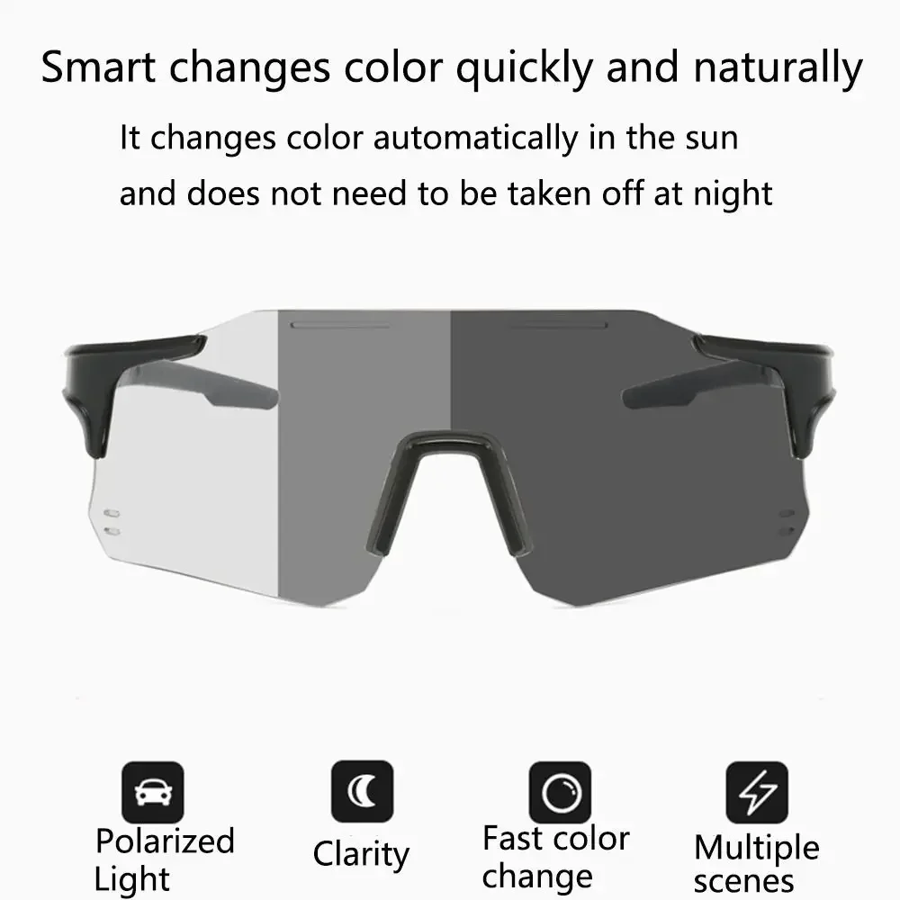Clear Polarized Sports Sunglasses Wrap Around Color Change Biking Eyewear Lightweight UV Protection Sport Shades Baseball