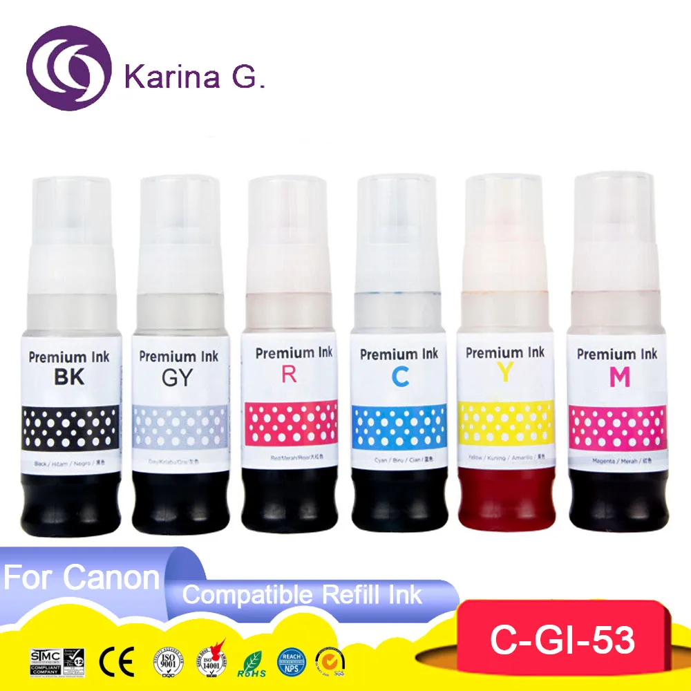 

High Quality Compatible Water Based Refill Ink Bottle GI-53 GI53 GI 53 Refill Dye Ink For Canon G550,PIXMA G650 Printer