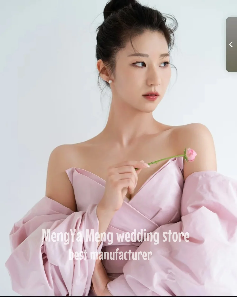 ZHUISHU Sexy Elegant Pink Satin V Neck Evening Gown Mini Dress Date Party Dress Wedding Photography Bridal Ball Gown Customized