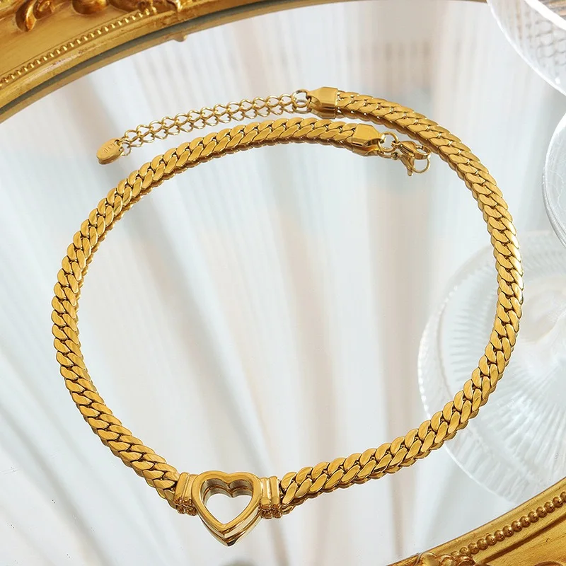 24K 9999 pure gold luxury genuine gold women's necklace, classic style, heart-shaped, luxury jewelry