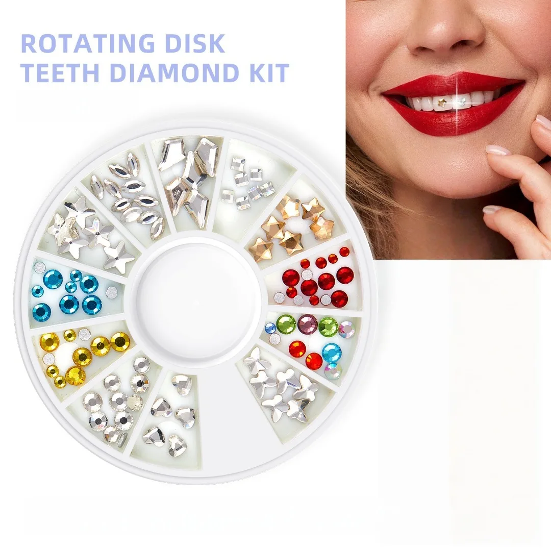 Tooth Gem Kit Rotating Disk Teeth Diamonds Jewel Kit DIY Crystal Jewelry Sparkling Crystal Gems Starter Set for Teeth Decoration