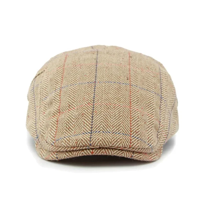 

Autumn and Winter Cotton Plaid Print Newsboy Caps Flat Peaked Cap Men and Women Painter Beret Hats 150