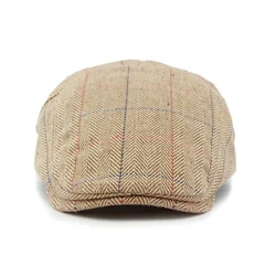 Autumn and Winter Cotton Plaid Print Newsboy Caps Flat Peaked Cap Men and Women Painter Beret Hats 150