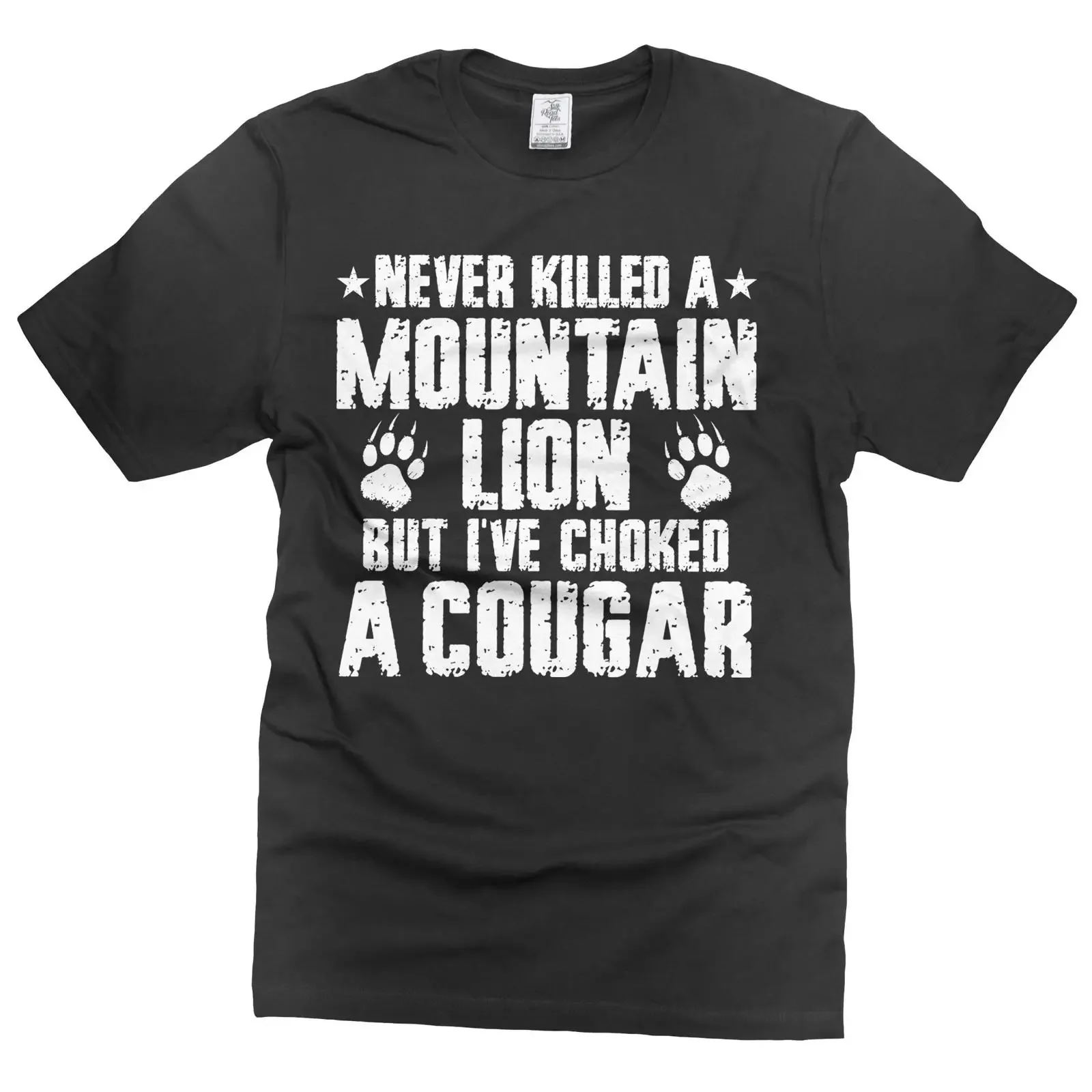 Funny Choked a Cougar T Shirt Humorous Sarcastic  vintage Washed Slightly fashion streetwear Unisex Casual Stretched