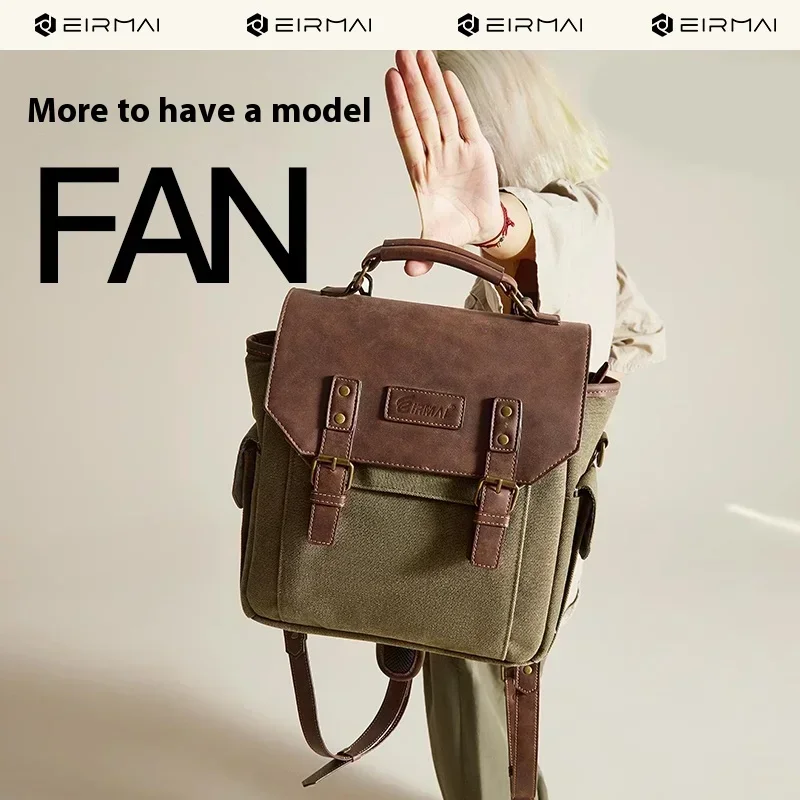 

EIRMAI Camera bag, one shoulder diagonal cross photography bag, retro PU canvas DSLR digital camera bag, micro single camera bag