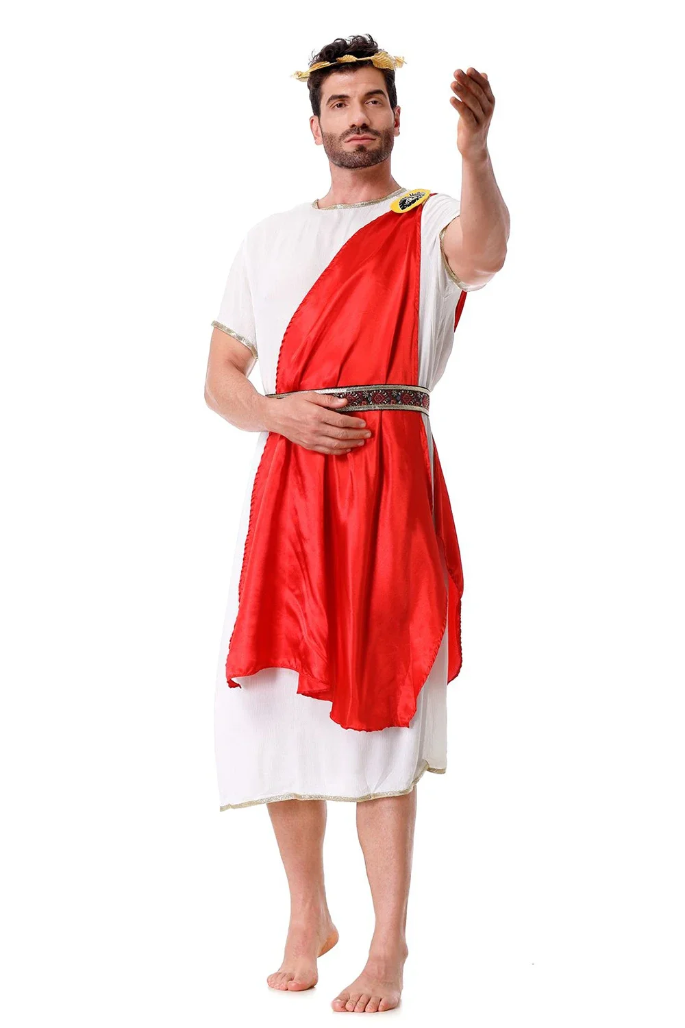 Halloween Antikes Griechisch-Römisches Königliches Aristokraten-Cosplay-Kostüm für Erwachsene, Antikes Ägyptisches Götterkleid mit Rotem Schal, Mittelalterliches Set – Detail 6