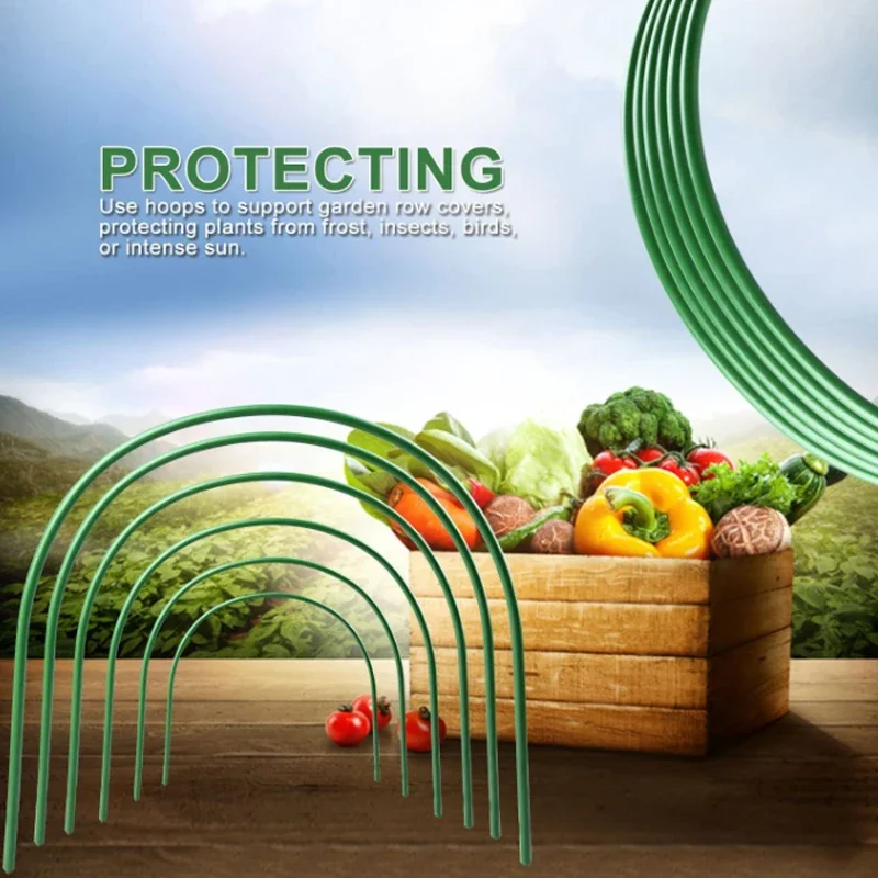 6 Stück 4 mm * 120 cm Gewächshausreifen für DIY-Hochbetten, Garten-Wachstumsreifen für Netting, Frostschutzabdeckung, Tunnel-Eisen-Unterstützung – Detail 2