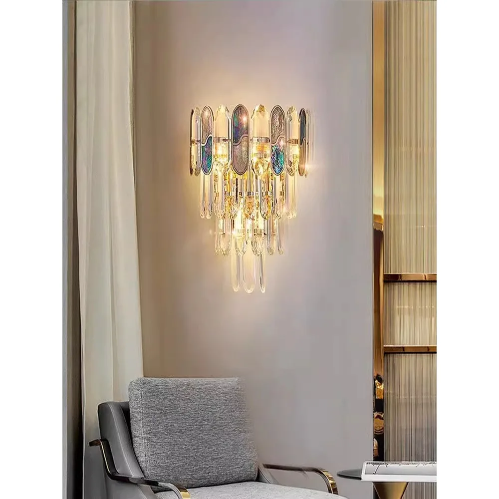 Modern Minimalist Bedroom Living Room Television Background Wall Light Luxury Crystal Wall Lamp