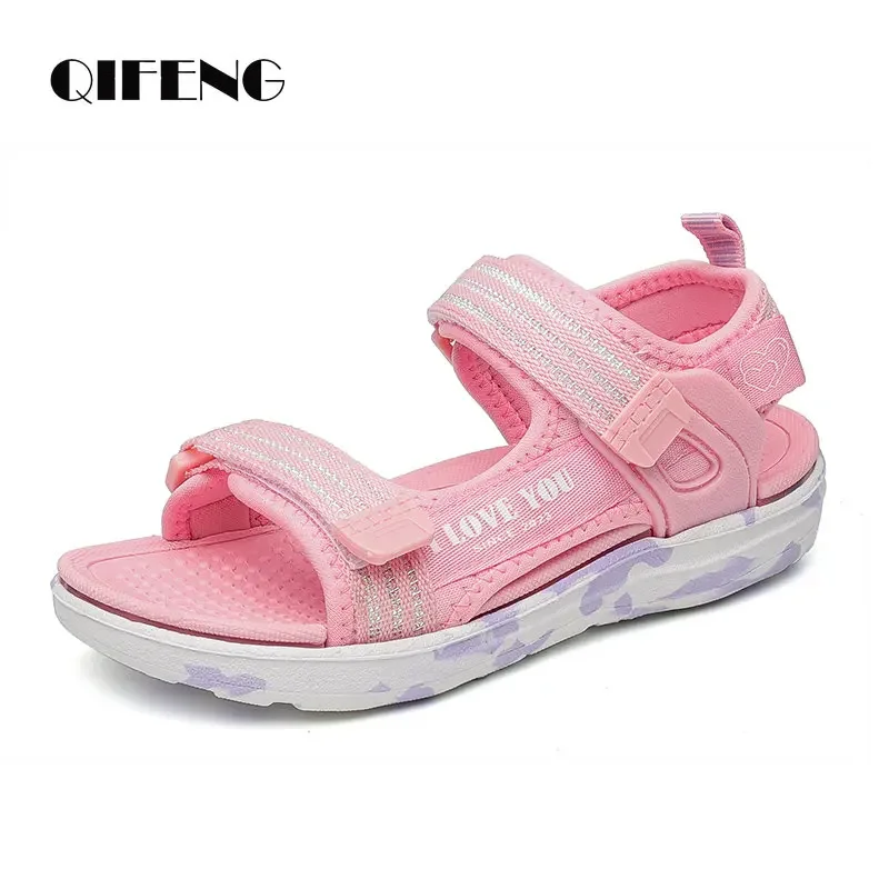 

3-12 Girls Sandals Kids Summer Children Light Fashion Beach Shoes Outdoor Sandales Cartoon Clogs Pink Sandalias Purple Slipper