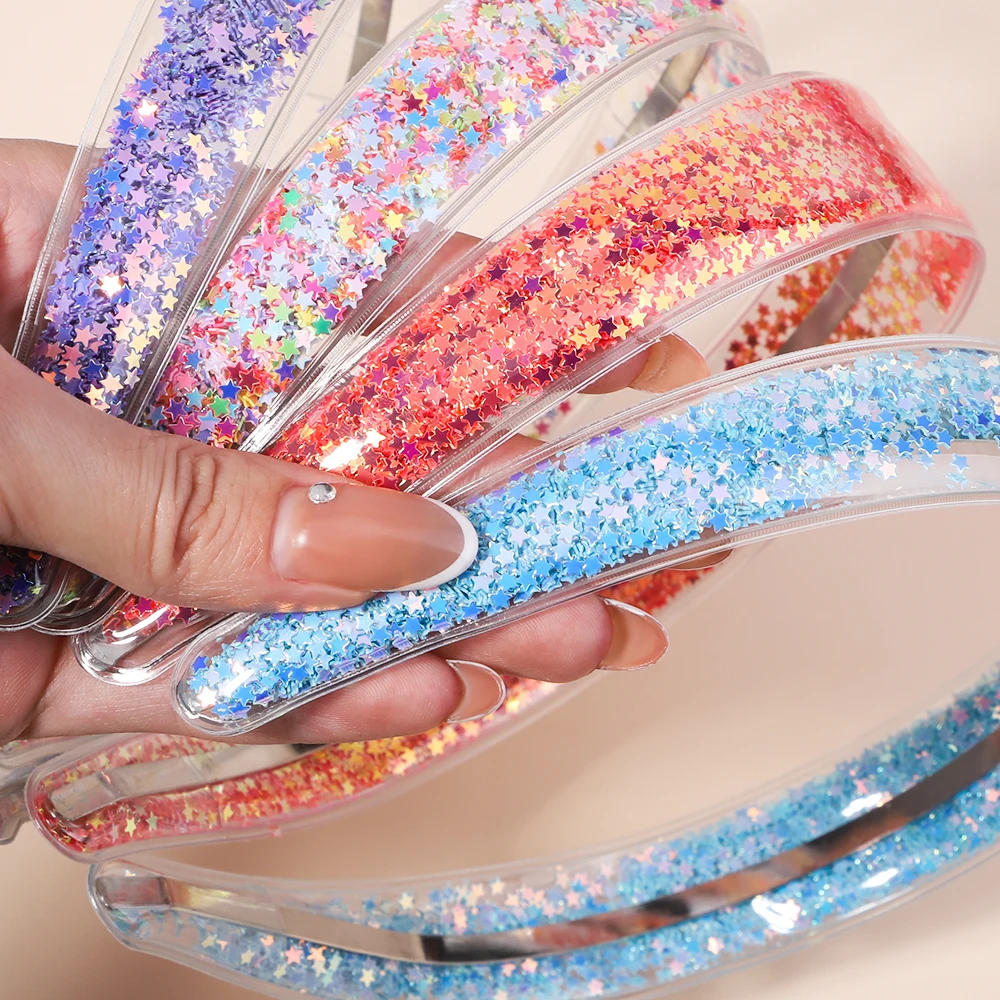 Transparante Drijfzand Hoofdbanden Voor Kinderen Kinderen Meisjes Mode Glitter Pailletten Tanden Haarbanden Bezel Haar Hoepels Haaraccessoires