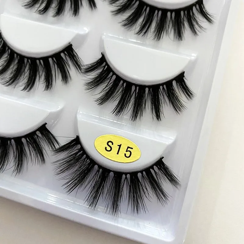 5 Pairs/Tray S series magnification multi-layer Elongated eye tail black stalk Full strip eyelashes with customized