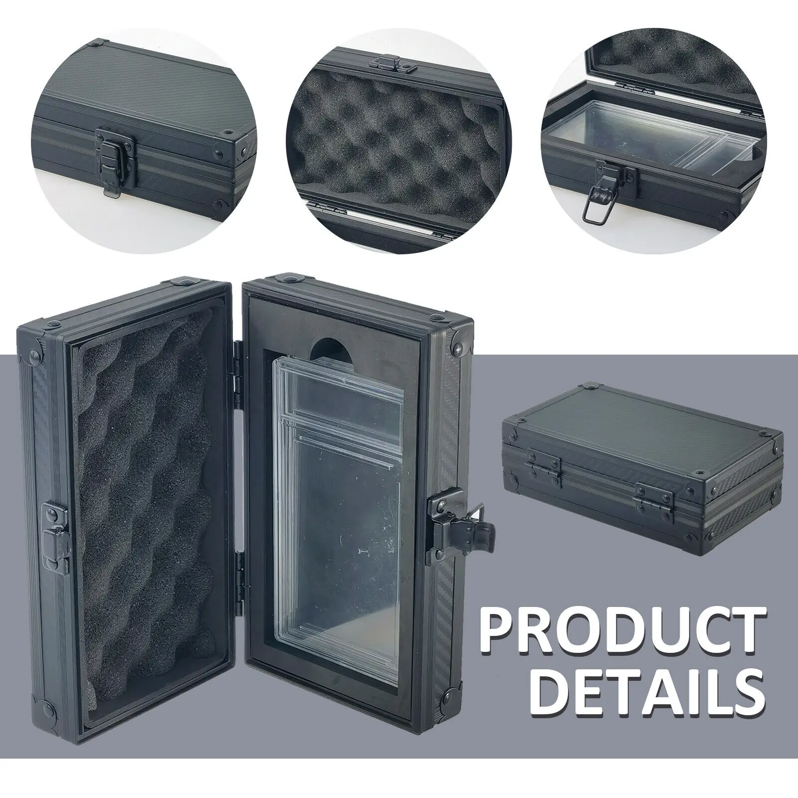 Carbon Fiber Pattern Trading Card Storage Case with Removable Dividers for PSA/BGS/CGC Graded Sports Slab Holder Box Organizer