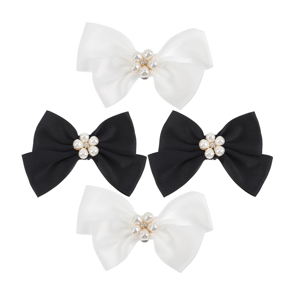 

4 Pcs Bows For Crafts Shoe Clips Decorative Wedding Bride Pumps Flats Jewelry Bridal Embellishments For Evening Shoes