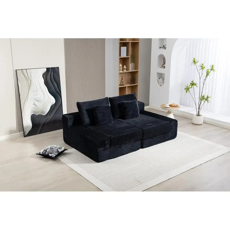 سرير أريكة صالة سروال قصير حديث، أريكة سحابة منجدة مع مقعد عميق، لا حاجة إلى تجميع، مقعد أنيق للنوم