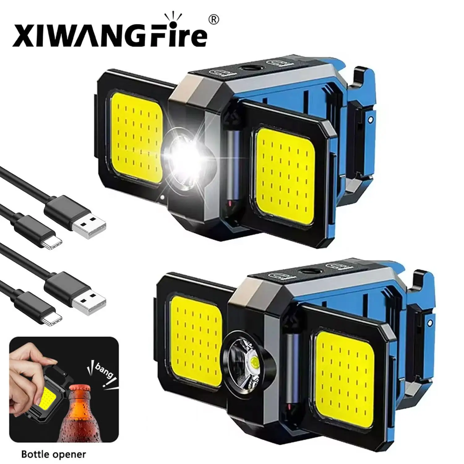 

XIWANGFIRE LED Mini Flashlight XPE Pocket Work Light USB Rechargeable Keychain Torch Magnet Waterproof Emerency Camping Lantern