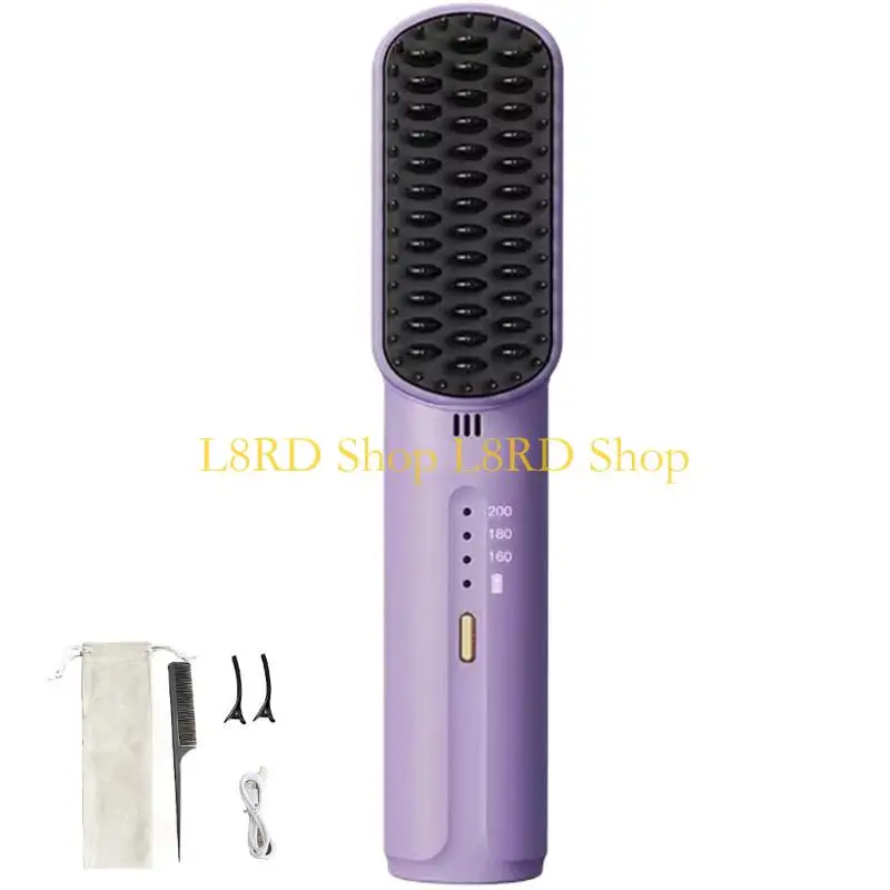 

L8RD Аккумуляторная щетка для выпрямления волос с быстрым нагревом, 3 режима нагрева.