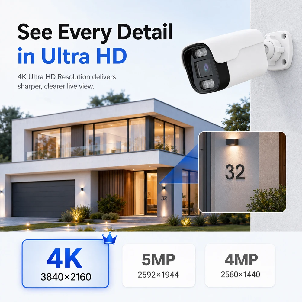 4K 8MP AHD CCTV Camera Outdoor IP66 Weatherproof Security Camera Human Detection Face Detection IR Night Vision BNC Wired Camera