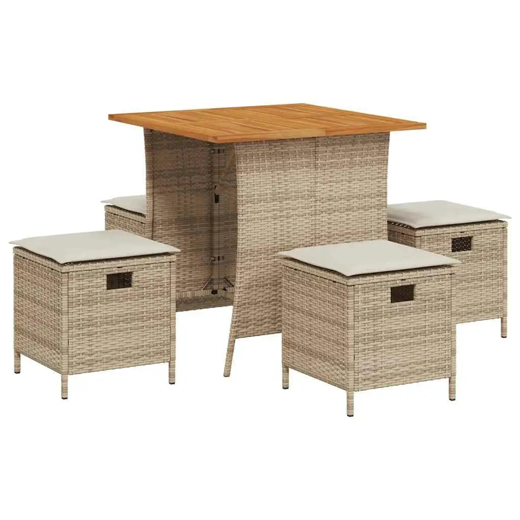 Set Makan Taman Putih Krem Krem Furnitur Luar Ruangan untuk Balkon Halaman Teras