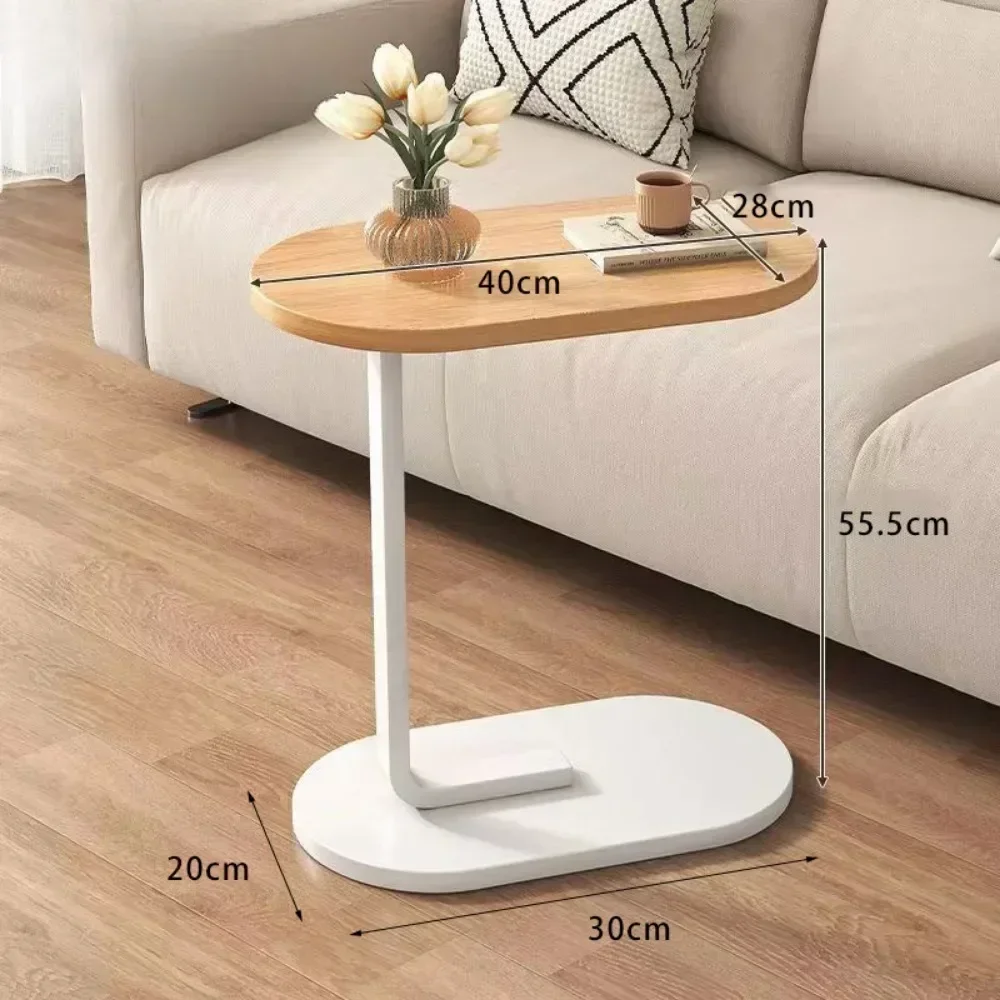 C Shaped Table Small Side Tables Save Space Desk Bedside Mini Embeddable Corner Household Portable Coffee Table for Living Room