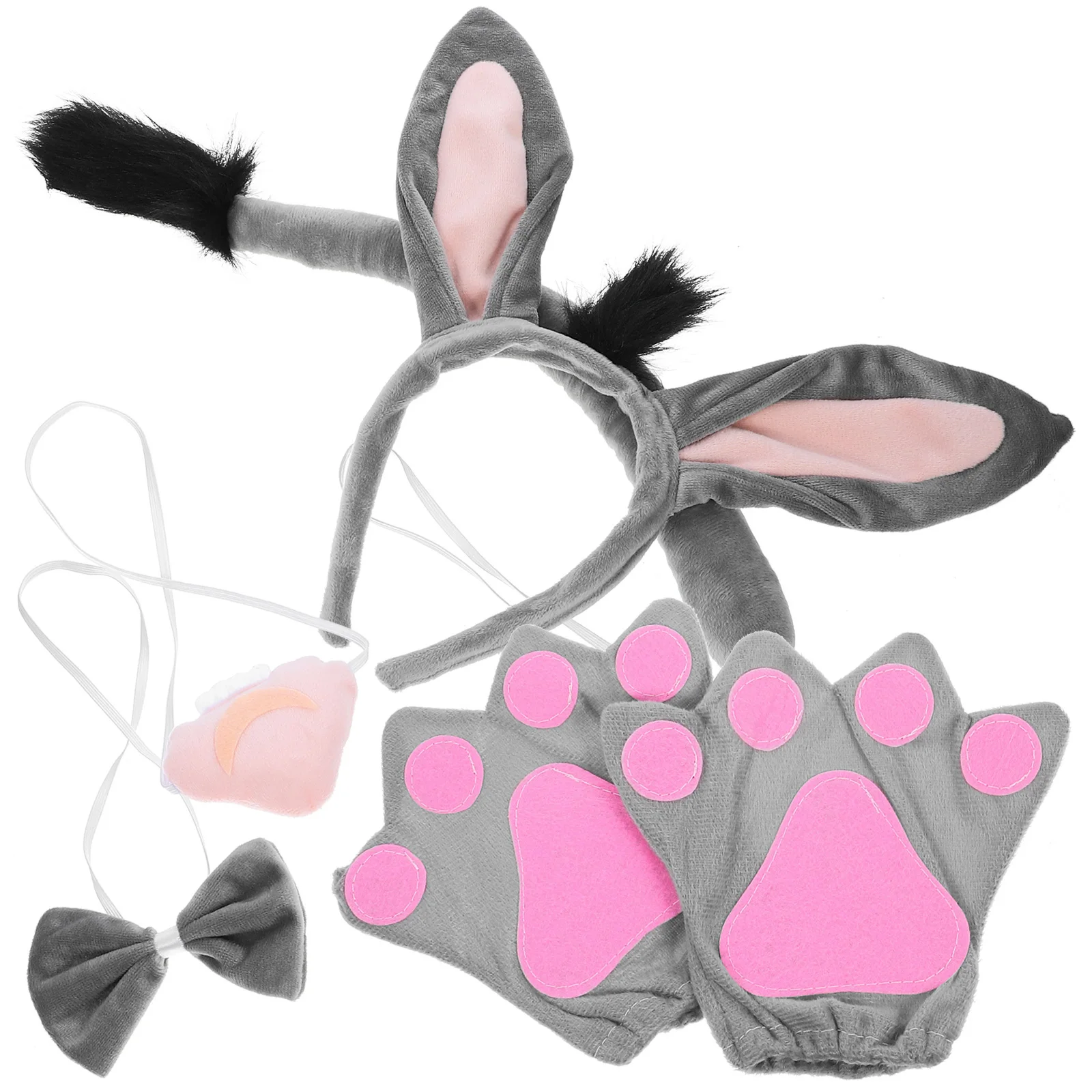 

1Set Donkey Ear Headband and Tail Set Animal Costume Accessories Cosplay Dress Up Party Festival Fun Look Donkey Costume