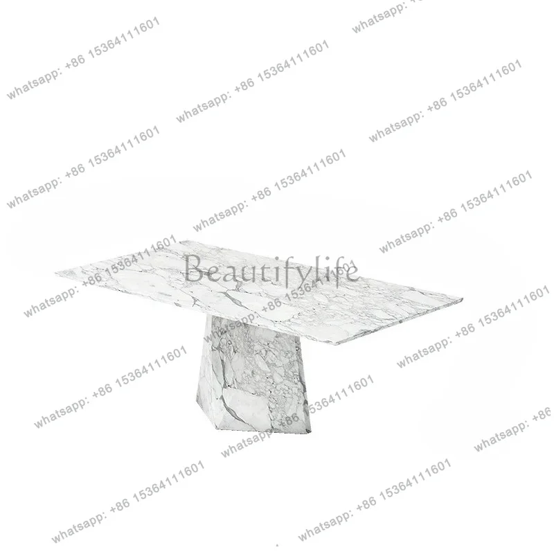YJ  Natural marble luxury stone dining table and chair combination modern light luxury creative high-end rectangle