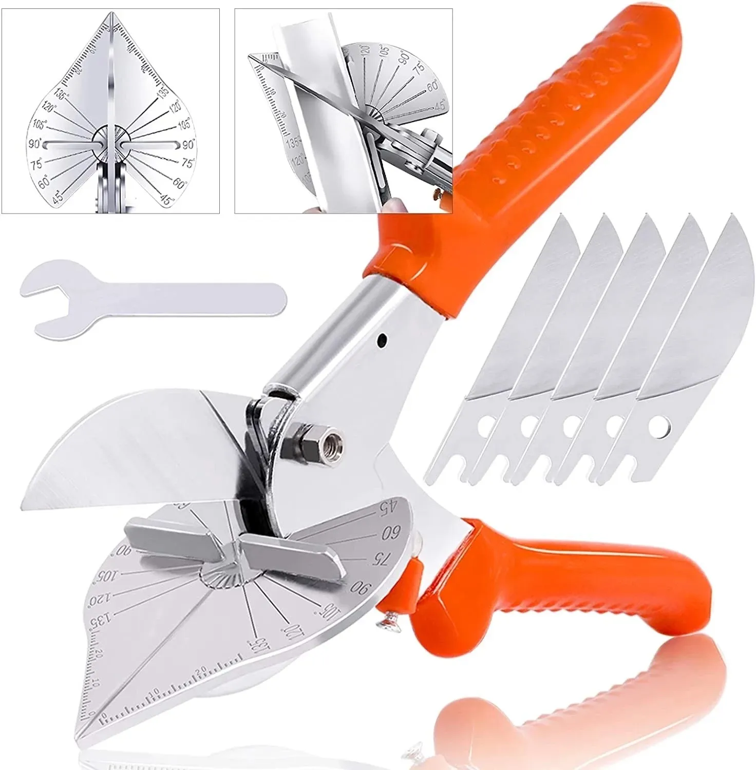 Onnfang Angle Shear 45-135° Pipe Miter Shear Wire Plastic Hose Multi Scissor Cutter Plumbing Home Improvement Tool