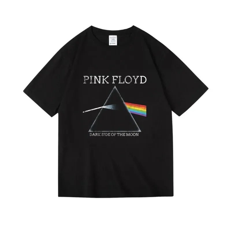 Pink Floyd The Moon Album T-shirt Tops Vintage Men Women Oversized Streetwear Y2k Cotton Clothes Hip Hop Male Female Clothing