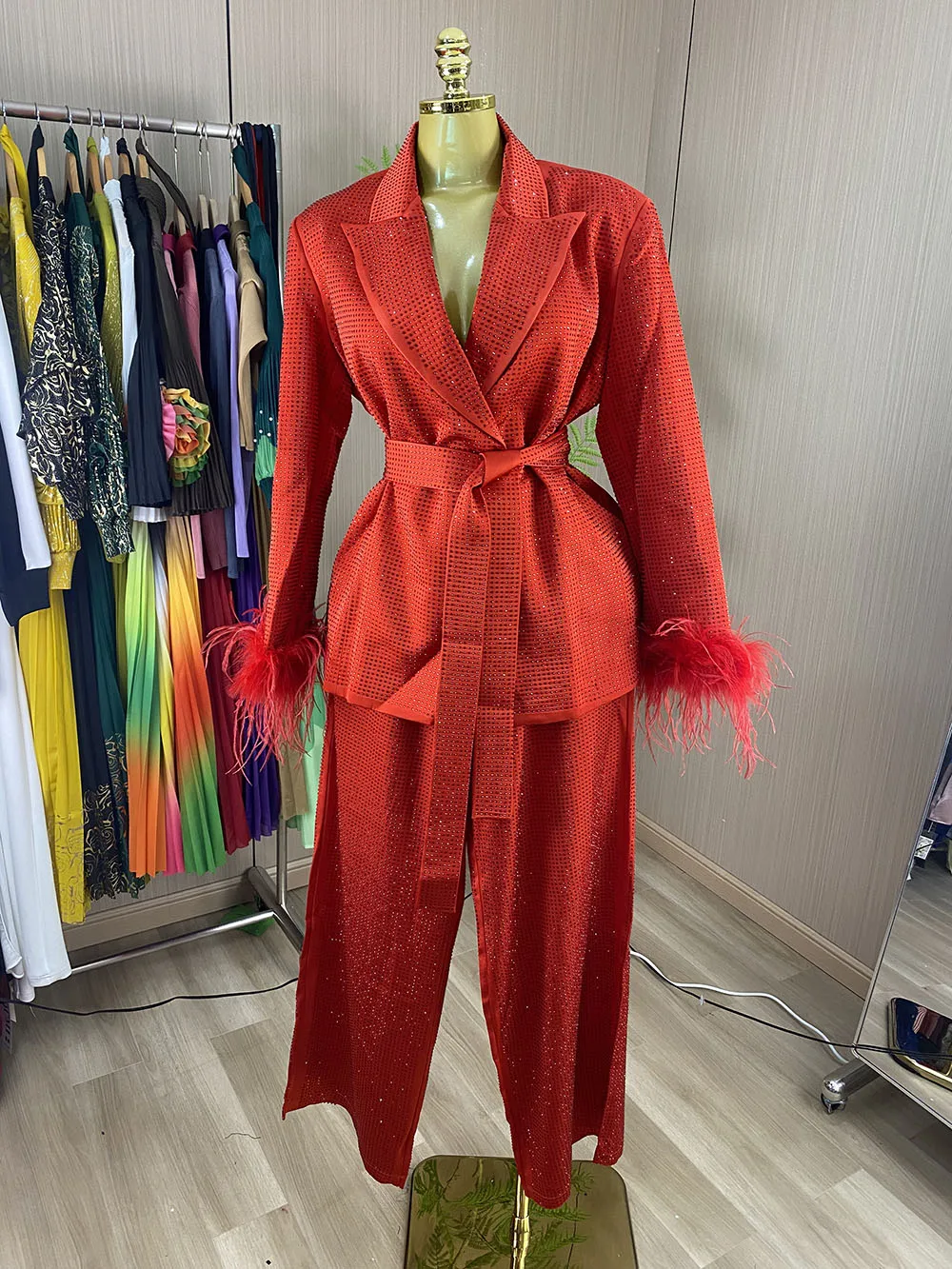 2026 Premium New Fashion Sequin Celebrity Nightclub Runway Sexy Women's Suit Set-GZXX1178