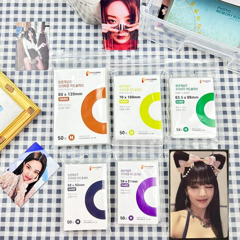 50-600pcs Korea Card Sleeves Clear Acid Free CPP HARD Photocard Holographic Protector Film Album Binder Photo Popcorn Card