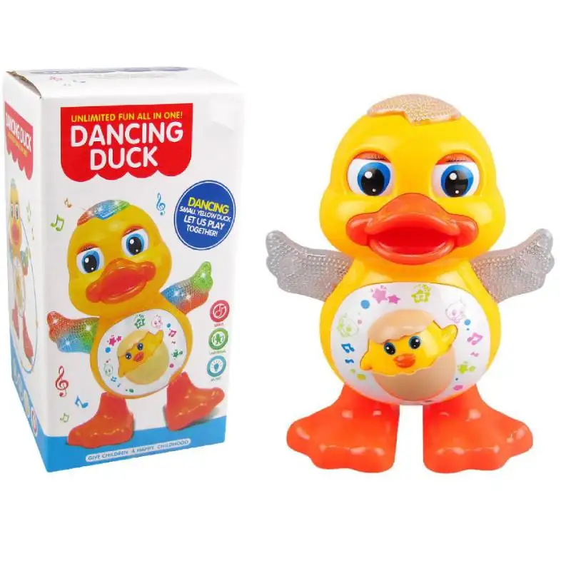 Elektrische dansende eend met muziek en verlichting Vroeg educatief speelgoed Schattig muzikaal cartoondier voor 1+ jaar oude peuterjongensmeisjes