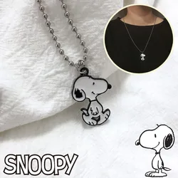 Snoopy Cute Pendant Necklace for Men Women Cartoon Casul Sweet Girls Beads Chains Choker Korean Fashion Jewelry Gift for Friends