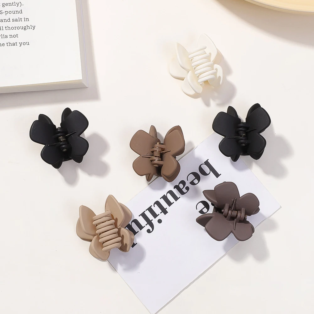 6 Pcs Small Mini Butterfly Claw Clips Women Girls,Nonslip Beige, Khaki, Brown, Black Jaw Clips for Thin Thick Hair accesorios