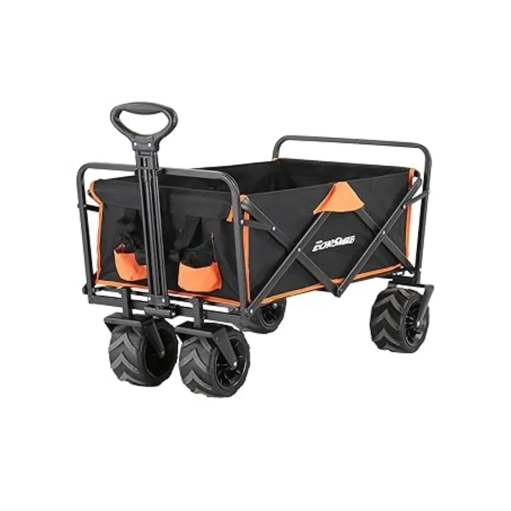 for Garden Cart, Collapsible Folding Utility Wagon Cart, Adjustable Handle, 400lb Capacity with Big Wheels Outdoor Use