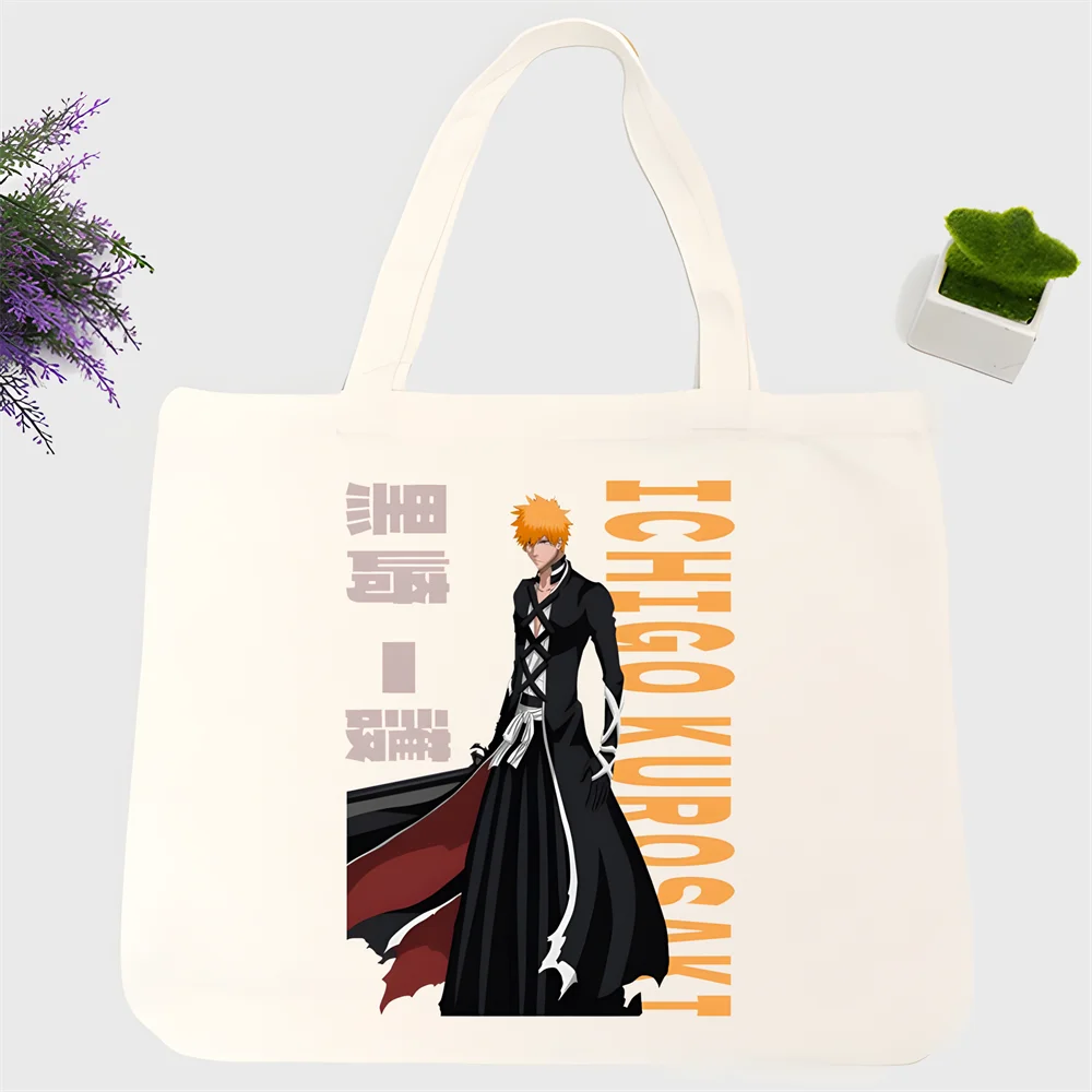 

Bleach Kurosaki Ichigo Manga Japanese Anime Women Handbags Canvas Tote Shopping Bags Reusable Shopping Bag Eco Foldable