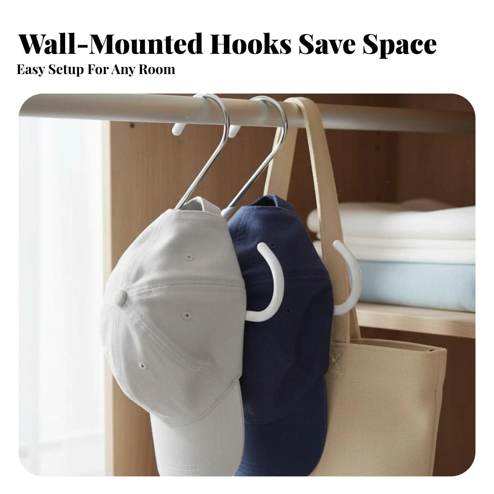 Multi Cap Organizer Hook for Baseball Hats Bags Scarves Belts Chrome Plated Iron PVC Coated Hanger for Closet Wall Rack Storage