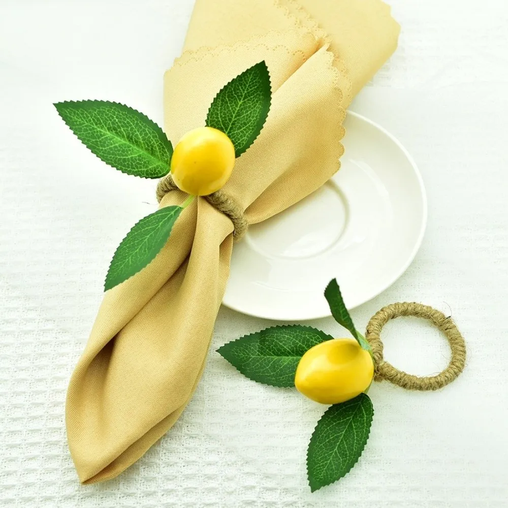 1/6/12PCS Simulation Lemon Plant Napkin Ring Party Supplies for Wedding Birthday Party Fruit Meal Buckle Napkin Holder