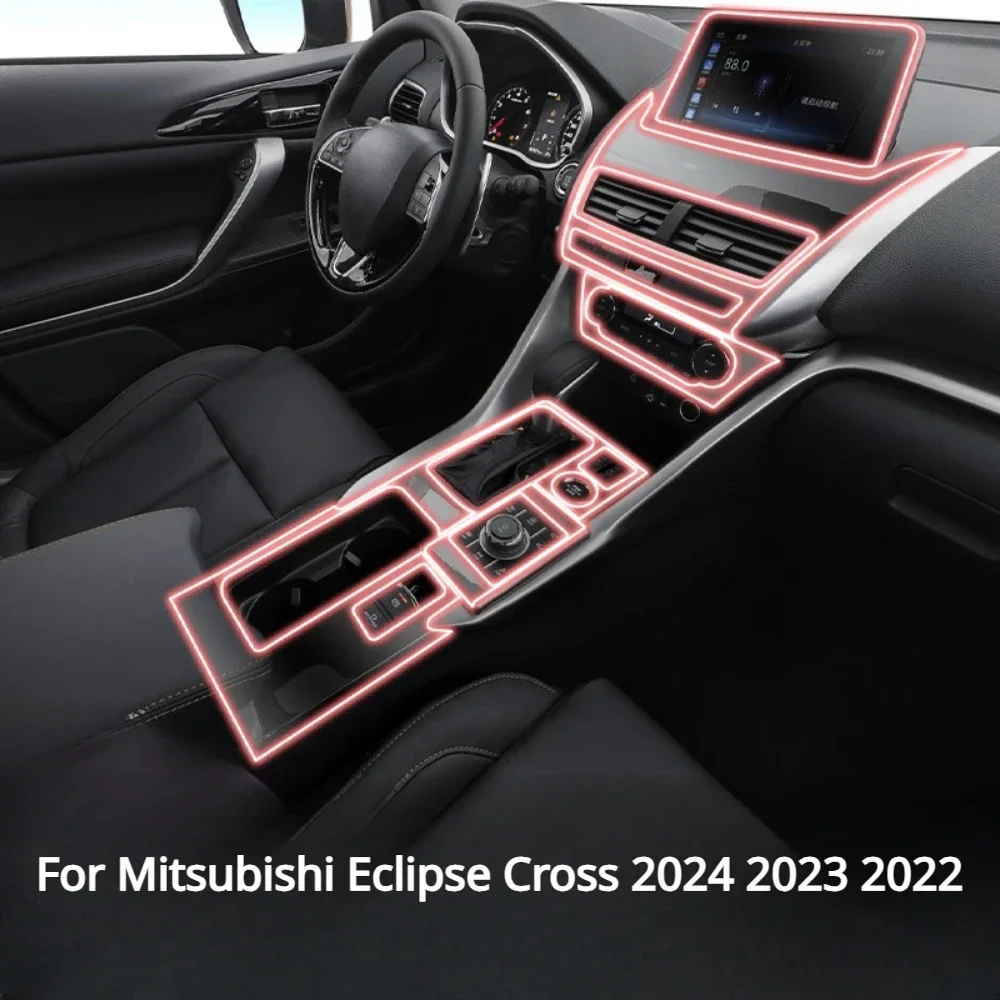For Mitsubishi Eclipse Cross 2024 2023 Accessories Interior Film Transparent TPU Gear Panel Center Console Anti-scratch Sticker