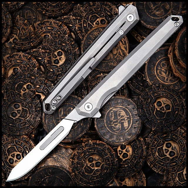 TC4 Titanium Folding Scalpel Stainless Steel Blade Multifunctional Portable  Tactical Knife with Back Clip Replaceable Blade EDC - AliExpress